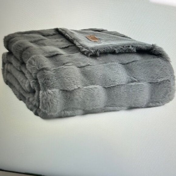 Koolaburra by UGG Ellowyn Faux Fur Reversible Design Wild Dove Throw - Picture 6 of 9
